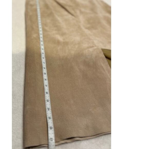 BOSTON PROPER Tan Suede Leather Panel Midi Skirt Boho Chic Boho Cottage Size 14 - Picture 15 of 16